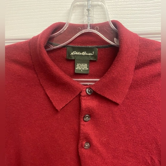 Eddie Bauer Men’s Cashmere/Cotton Blend Pullover Button Sweater Size Large - Picture 3 of 5